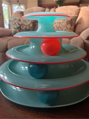 STIM Stacking Cat Track Toy with packable tiers and ball